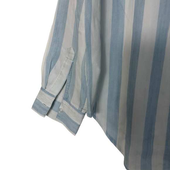 Rails Blue White Block Stripe Relaxed Fit Lace-up Shirt - Picture 7 of 9